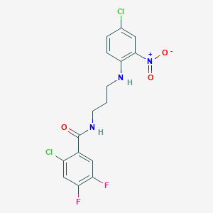 molecular formula C16H13Cl2F2N3O3 B11692592 2-chloro-N-{3-[(4-chloro-2-nitrophenyl)amino]propyl}-4,5-difluorobenzamide 