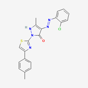 (4Z)-4-[2-(2-chlorophenyl)hydrazinylidene]-5-methyl-2-[4-(4-methylphenyl)-1,3-thiazol-2-yl]-2,4-dihydro-3H-pyrazol-3-one