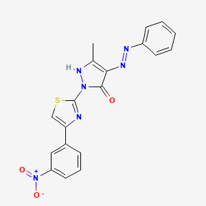 (4Z)-5-methyl-2-[4-(3-nitrophenyl)-1,3-thiazol-2-yl]-4-(2-phenylhydrazinylidene)-2,4-dihydro-3H-pyrazol-3-one