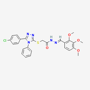 2-{[5-(4-chlorophenyl)-4-phenyl-4H-1,2,4-triazol-3-yl]sulfanyl}-N'-[(E)-(2,3,4-trimethoxyphenyl)methylidene]acetohydrazide