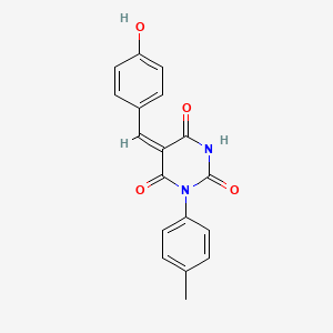 (5E)-5-(4-hydroxybenzylidene)-1-(4-methylphenyl)pyrimidine-2,4,6(1H,3H,5H)-trione