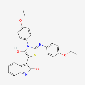 (2Z,5E)-3-(4-ethoxyphenyl)-2-((4-ethoxyphenyl)imino)-5-(2-oxoindolin-3-ylidene)thiazolidin-4-one