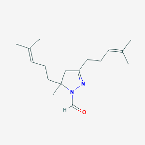 molecular formula C17H28N2O B11692708 5-methyl-3,5-bis(4-methylpent-3-en-1-yl)-4,5-dihydro-1H-pyrazole-1-carbaldehyde 