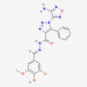 1-(4-amino-1,2,5-oxadiazol-3-yl)-N'-[(E)-(3-bromo-4-hydroxy-5-methoxyphenyl)methylidene]-5-phenyl-1H-1,2,3-triazole-4-carbohydrazide