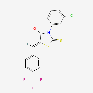 molecular formula C17H9ClF3NOS2 B11692766 (5Z)-3-(3-chlorophenyl)-2-thioxo-5-[4-(trifluoromethyl)benzylidene]-1,3-thiazolidin-4-one 