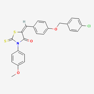 molecular formula C24H18ClNO3S2 B11692772 (5E)-5-({4-[(4-Chlorophenyl)methoxy]phenyl}methylidene)-3-(4-methoxyphenyl)-2-sulfanylidene-1,3-thiazolidin-4-one 