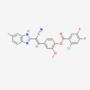 4-[(E)-2-cyano-2-(5-methyl-1H-benzimidazol-2-yl)ethenyl]-2-methoxyphenyl 2-chloro-4,5-difluorobenzoate