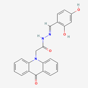 molecular formula C22H17N3O4 B11692871 N'-[(E)-(2,4-dihydroxyphenyl)methylidene]-2-(9-oxoacridin-10(9H)-yl)acetohydrazide 