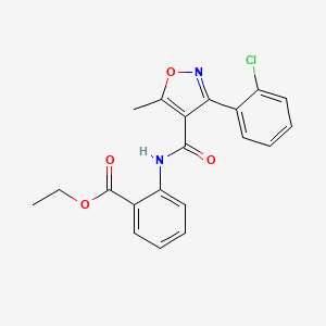 molecular formula C20H17ClN2O4 B11692960 Ethyl 2-{[3-(2-chlorophenyl)-5-methylisoxazol-4-yl]carbonylamino}benzoate 