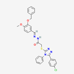 N'-{(E)-[3-(benzyloxy)-4-methoxyphenyl]methylidene}-2-{[5-(4-chlorophenyl)-4-phenyl-4H-1,2,4-triazol-3-yl]sulfanyl}acetohydrazide