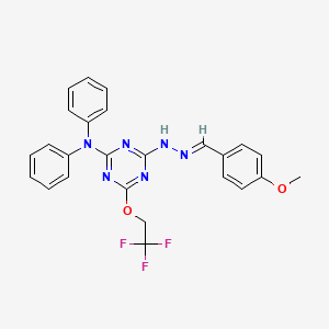 4-[(2E)-2-(4-methoxybenzylidene)hydrazinyl]-N,N-diphenyl-6-(2,2,2-trifluoroethoxy)-1,3,5-triazin-2-amine