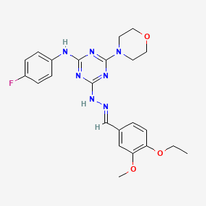 4-[(2E)-2-(4-ethoxy-3-methoxybenzylidene)hydrazinyl]-N-(4-fluorophenyl)-6-(morpholin-4-yl)-1,3,5-triazin-2-amine