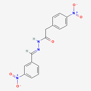 molecular formula C15H12N4O5 B11693053 2-(4-nitrophenyl)-N'-[(E)-(3-nitrophenyl)methylidene]acetohydrazide 