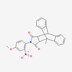 molecular formula C26H20N2O5 B11693058 17-(4-Methoxy-2-nitrophenyl)-1-methyl-17-azapentacyclo[6.6.5.0~2,7~.0~9,14~.0~15,19~]nonadeca-2,4,6,9,11,13-hexaene-16,18-dione (non-preferred name) 