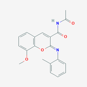 (2Z)-N-acetyl-8-methoxy-2-[(2-methylphenyl)imino]-2H-chromene-3-carboxamide