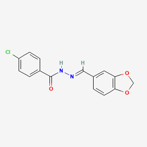 molecular formula C15H11ClN2O3 B11693076 N'-[(E)-1,3-benzodioxol-5-ylmethylidene]-4-chlorobenzohydrazide 