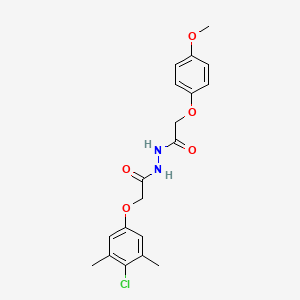 molecular formula C19H21ClN2O5 B11693098 N'-[2-(4-chloro-3,5-dimethylphenoxy)acetyl]-2-(4-methoxyphenoxy)acetohydrazide 