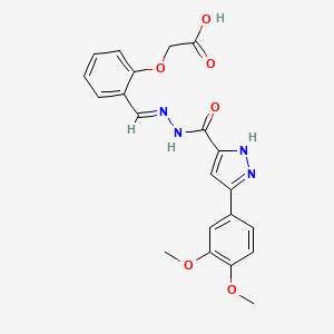 {2-[(E)-({[3-(3,4-dimethoxyphenyl)-1H-pyrazol-5-yl]carbonyl}hydrazono)methyl]phenoxy}acetic acid