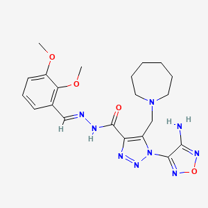 molecular formula C21H27N9O4 B11693133 1-(4-amino-1,2,5-oxadiazol-3-yl)-5-(azepan-1-ylmethyl)-N'-[(E)-(2,3-dimethoxyphenyl)methylidene]-1H-1,2,3-triazole-4-carbohydrazide 