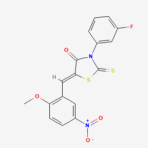 molecular formula C17H11FN2O4S2 B11693181 (5Z)-3-(3-fluorophenyl)-5-[(2-methoxy-5-nitrophenyl)methylidene]-2-sulfanylidene-1,3-thiazolidin-4-one 