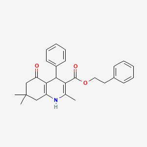 molecular formula C27H29NO3 B11693184 2-Phenylethyl 2,7,7-trimethyl-5-oxo-4-phenyl-1,4,5,6,7,8-hexahydroquinoline-3-carboxylate 