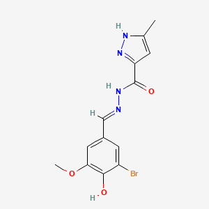 molecular formula C13H13BrN4O3 B11693186 N'-[(E)-(3-bromo-4-hydroxy-5-methoxyphenyl)methylidene]-3-methyl-1H-pyrazole-5-carbohydrazide 