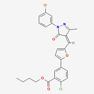 (Z)-butyl 5-(5-((1-(3-bromophenyl)-3-methyl-5-oxo-1H-pyrazol-4(5H)-ylidene)methyl)furan-2-yl)-2-chlorobenzoate