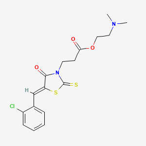 molecular formula C17H19ClN2O3S2 B11693273 2-(dimethylamino)ethyl 3-[(5Z)-5-(2-chlorobenzylidene)-4-oxo-2-thioxo-1,3-thiazolidin-3-yl]propanoate 