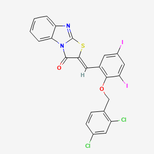 (2Z)-2-{2-[(2,4-dichlorobenzyl)oxy]-3,5-diiodobenzylidene}[1,3]thiazolo[3,2-a]benzimidazol-3(2H)-one