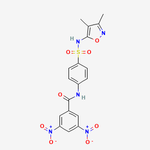 molecular formula C18H15N5O8S B11693315 N-{4-[(3,4-dimethyl-1,2-oxazol-5-yl)sulfamoyl]phenyl}-3,5-dinitrobenzamide 