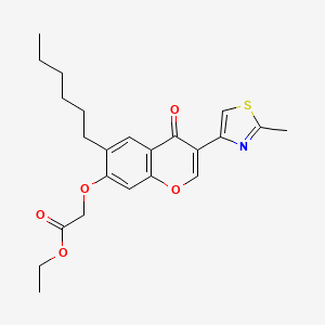 Acetic acid, 2-(6-hexyl-3-(2-methylthiazol-4-yl)-4-oxo-4H-1-benzopyran-7-yloxy)-, ethyl ester