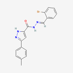 molecular formula C18H15BrN4O B11693346 N'-[(E)-(2-bromophenyl)methylidene]-3-(4-methylphenyl)-1H-pyrazole-5-carbohydrazide 