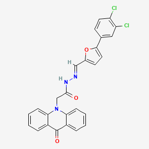 molecular formula C26H17Cl2N3O3 B11693350 N'-{(E)-[5-(3,4-dichlorophenyl)furan-2-yl]methylidene}-2-(9-oxoacridin-10(9H)-yl)acetohydrazide 