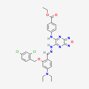 molecular formula C31H30Cl2N8O4 B11693366 ethyl 4-({6-[(2E)-2-{2-[(2,4-dichlorobenzyl)oxy]-4-(diethylamino)benzylidene}hydrazinyl][1,2,5]oxadiazolo[3,4-b]pyrazin-5-yl}amino)benzoate 