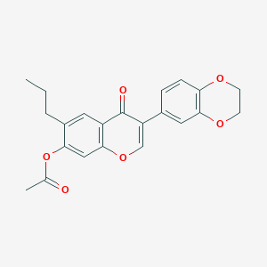 3-(2,3-dihydro-1,4-benzodioxin-6-yl)-4-oxo-6-propyl-4H-chromen-7-yl acetate