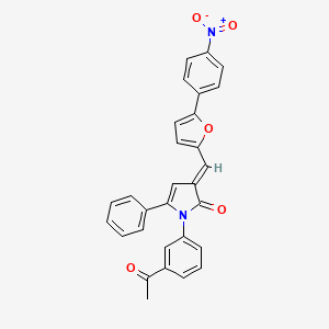 molecular formula C29H20N2O5 B11693413 (3E)-1-(3-acetylphenyl)-3-{[5-(4-nitrophenyl)furan-2-yl]methylidene}-5-phenyl-1,3-dihydro-2H-pyrrol-2-one 