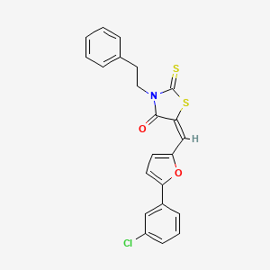 molecular formula C22H16ClNO2S2 B11693417 (5E)-5-{[5-(3-chlorophenyl)furan-2-yl]methylidene}-3-(2-phenylethyl)-2-thioxo-1,3-thiazolidin-4-one 