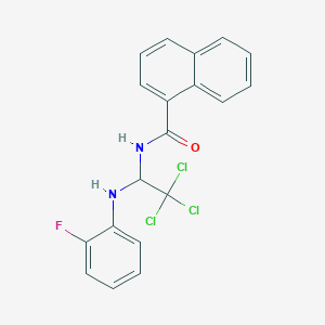 molecular formula C19H14Cl3FN2O B11693442 N-{2,2,2-trichloro-1-[(2-fluorophenyl)amino]ethyl}naphthalene-1-carboxamide 