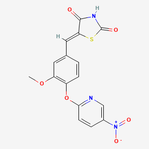 (5Z)-5-{3-methoxy-4-[(5-nitropyridin-2-yl)oxy]benzylidene}-1,3-thiazolidine-2,4-dione