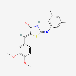 molecular formula C20H20N2O3S B11693465 (2Z,5Z)-5-(3,4-dimethoxybenzylidene)-2-[(3,5-dimethylphenyl)imino]-1,3-thiazolidin-4-one 