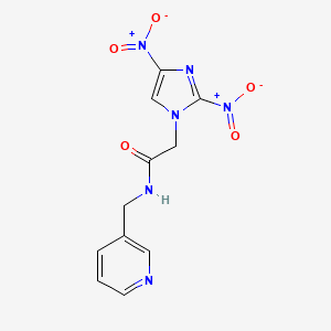 molecular formula C11H10N6O5 B11693482 2-(2,4-dinitro-1H-imidazol-1-yl)-N-(pyridin-3-ylmethyl)acetamide 