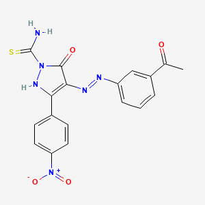 (4Z)-4-[2-(3-acetylphenyl)hydrazinylidene]-3-(4-nitrophenyl)-5-oxo-4,5-dihydro-1H-pyrazole-1-carbothioamide