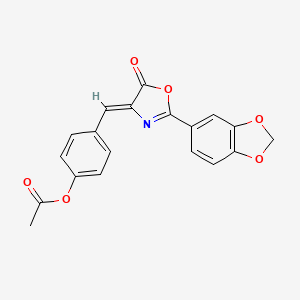 molecular formula C19H13NO6 B11693500 4-{(Z)-[2-(1,3-benzodioxol-5-yl)-5-oxo-1,3-oxazol-4(5H)-ylidene]methyl}phenyl acetate 