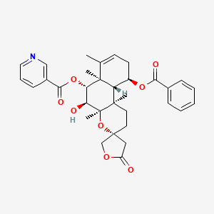 molecular formula C33H37NO8 B1169356 [(3R,4Ar,5S,6R,6aR,10R,10aS,10bR)-10-benzoyloxy-5-hydroxy-4a,6a,7,10b-tetramethyl-2'-oxospiro[2,5,6,9,10,10a-hexahydro-1H-benzo[f]chromene-3,4'-oxolane]-6-yl] pyridine-3-carboxylate CAS No. 1312716-25-8