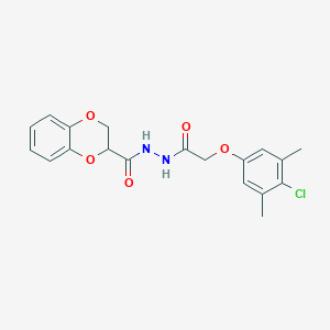 N'-(2-(4-chloro-3,5-dimethylphenoxy)acetyl)-2,3-dihydrobenzo[b][1,4]dioxine-2-carbohydrazide