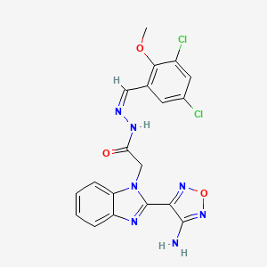 2-[2-(4-amino-1,2,5-oxadiazol-3-yl)-1H-benzimidazol-1-yl]-N'-[(Z)-(3,5-dichloro-2-methoxyphenyl)methylidene]acetohydrazide