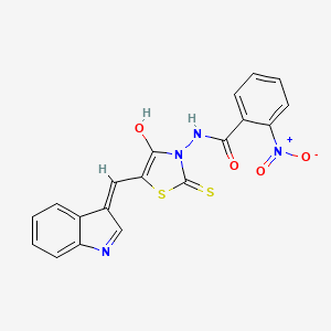 molecular formula C19H12N4O4S2 B11693634 N-[(5Z)-5-(1H-indol-3-ylmethylidene)-4-oxo-2-thioxo-1,3-thiazolidin-3-yl]-2-nitrobenzamide 