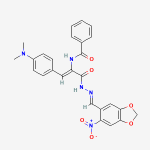 N-[(1Z)-1-[4-(dimethylamino)phenyl]-3-{(2E)-2-[(6-nitro-1,3-benzodioxol-5-yl)methylidene]hydrazinyl}-3-oxoprop-1-en-2-yl]benzamide