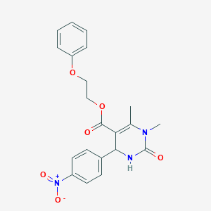 molecular formula C21H21N3O6 B11693696 2-Phenoxyethyl 1,6-dimethyl-4-(4-nitrophenyl)-2-oxo-1,2,3,4-tetrahydropyrimidine-5-carboxylate 