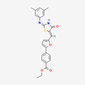 ethyl 4-{5-[(Z)-{(2Z)-2-[(3,5-dimethylphenyl)imino]-4-oxo-1,3-thiazolidin-5-ylidene}methyl]furan-2-yl}benzoate